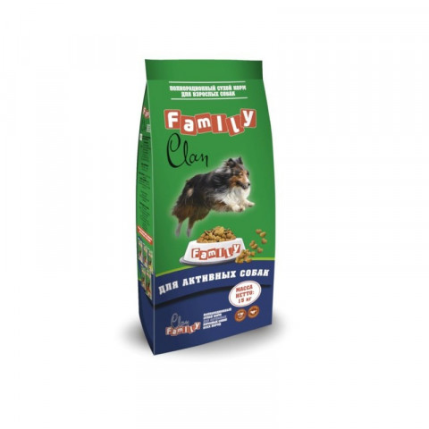 Clan Family сухой корм для взрослых активных собак с курицей  - 15 кг