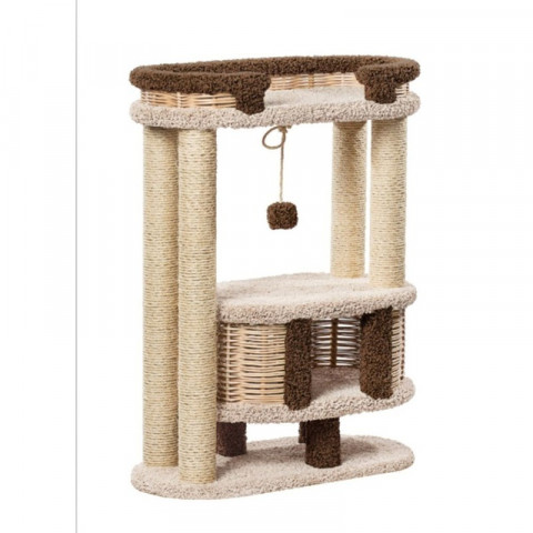 Пушок домик Фидика для кошек, цвет молочный с коричневым