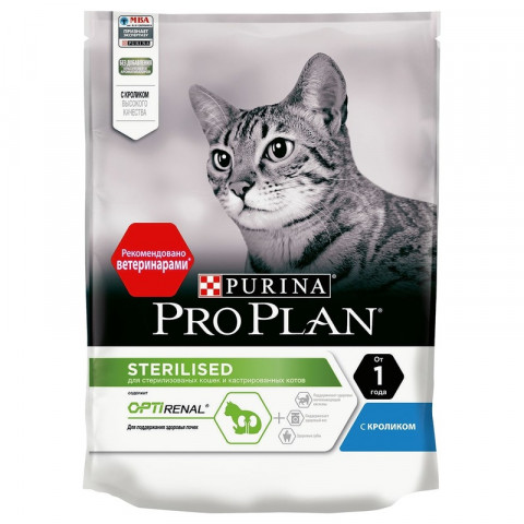 Сухой корм Pro Plan Cat Adult Sterilised OPTIRENAL для стерилизованных кошек с кроликом - 200 г