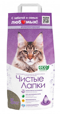 Чистые Лапки наполнитель комкующийся ароматизированный для кошек 5 кг