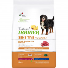 Trainer Natural Sensitive No Gluten Adult M/M сухой корм без глютена для взрослых собак средних и крупных пород с ягненком 3 кг