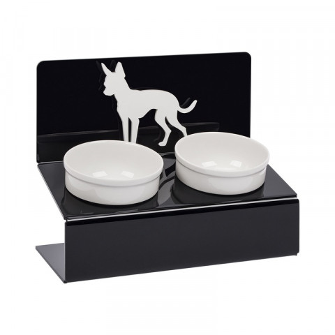 Миска для животных Artmiska "Той терьер" двойная на подставке черная 2 шт x 350 мл