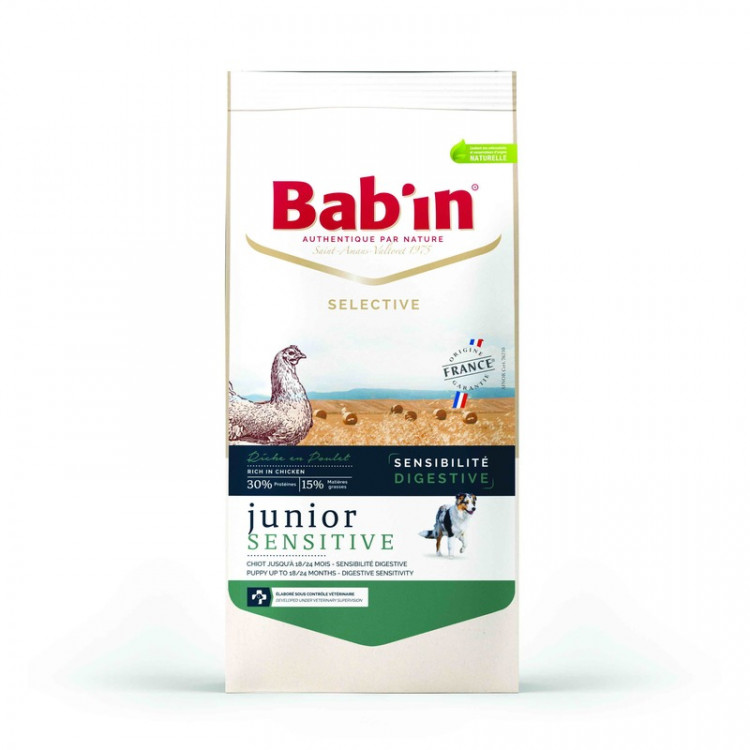 Сухой корм Babin Selective Junior Sensitive для щенков с 18 до 24 месяцев с чувствительным пищеварением с курицей - 12 кг