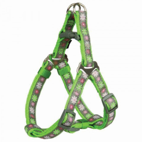 Шлейка Trixie One Touch Blooms для собак XXS–XS 25–35 см/10 мм зеленая