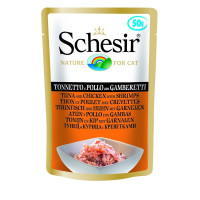 Schesir консервы для кошек, тунец, цыпленок с креветками - 50 г