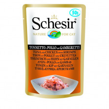 Schesir консервы для кошек, тунец, цыпленок с креветками - 50 г