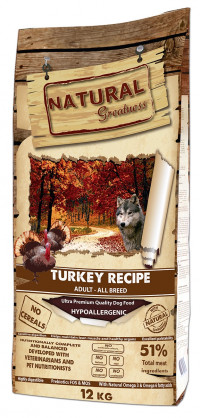 Natural Greatness Turkey Recipe корм для взрослых собак c индейкой и курицей - 18 кг