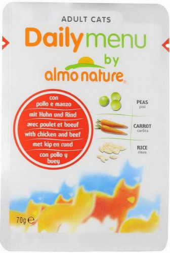 Almo Nature Daily Menu Adult Cat Chicken & Beef паучи для взрослых кошек с курицей и говядиной - 70 г