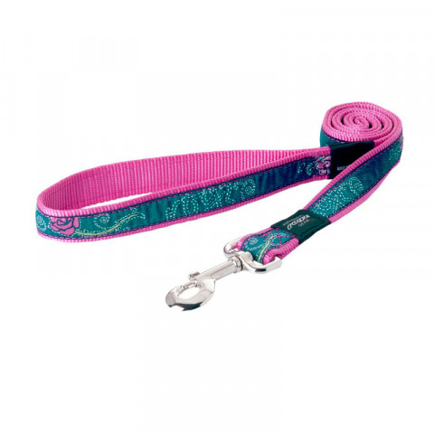 Rogz Поводок для крупных собак 120 см HL02L, голубой с розовым