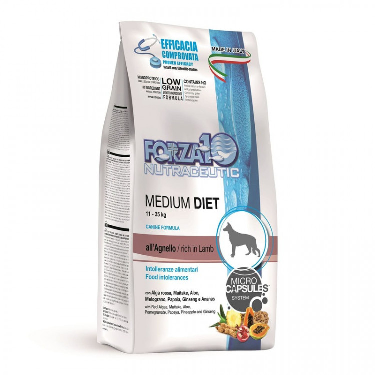 Forza10 Diet для взрослых собак средних пород из ягненка с микрокапсулами - 12 кг