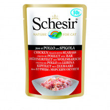 Schesir консервы для кошек, цыпленок с морским окунем - 50 г