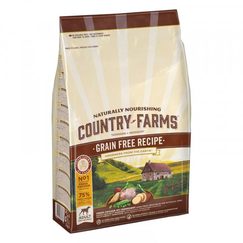 Сухой беззерновой корм Country Farms для взрослых собак с курицей 2.5 кг