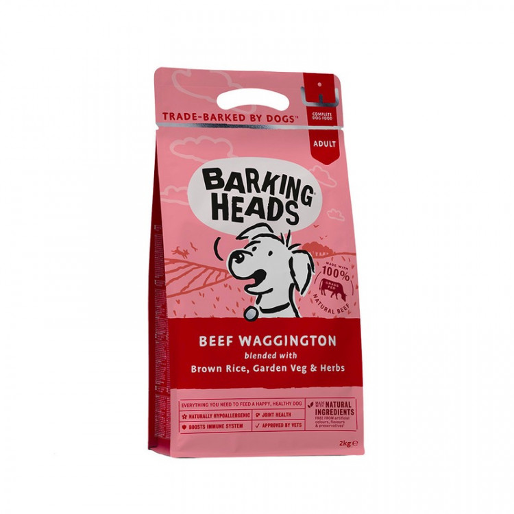Сухой корм Barking Heads Beef Waggington для взрослых собак с говядиной и бурым рисом - 2 кг