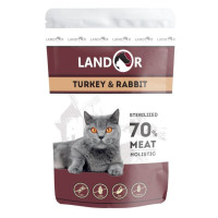 Landor влажный корм для стерилизованных кошек с индейкой и кроликом в паучах - 85 г