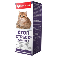 Apicenna Стоп-Стресс таблетки для снижения возбуждения и коррекции поведения кошек - 200 мг 1 ш
