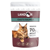 Landor влажный корм для пожилых кошек с телятиной с лососем в паучах - 85 г
