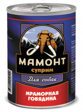 Мамонт Суприм консервы для взрослых собак, Мраморная Говядина - 340 г