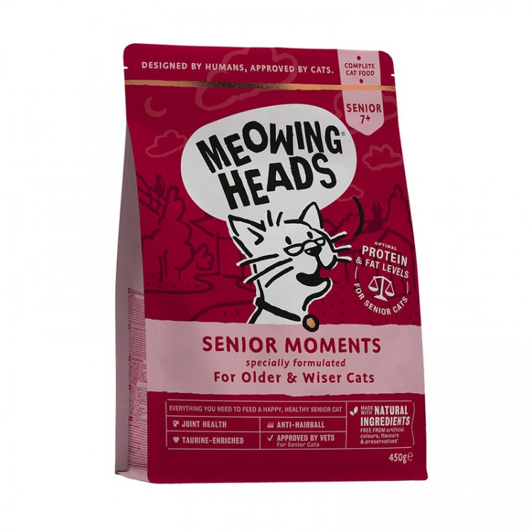 Сухой корм Meowing Heads Senior Moments для пожилых кошек старше 7 лет с лососем и яйцом - 450 г