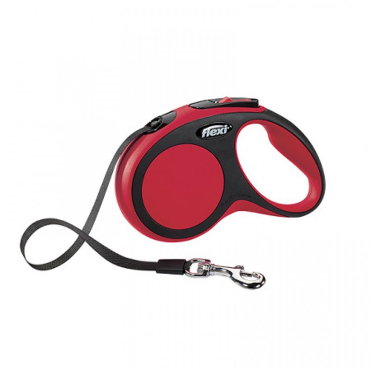 Flexi New Comfort S рулетка для собак весом до 15 кг лента 5 м черный/красный