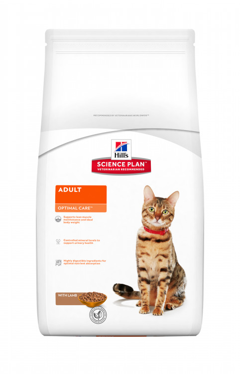 Hill's Science Plan Optimal Care корм для кошек от 1 до 6 лет с ягненком 2 кг