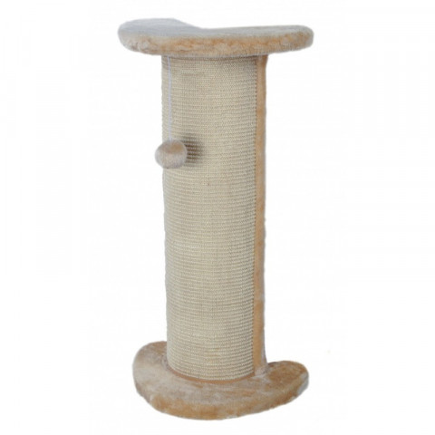 Когтеточка Trixie Lorca для кошек угловая 37х27х75 см с игрушкой бежевая