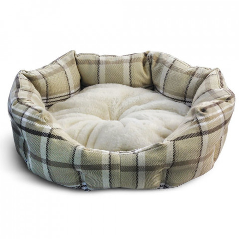 Triol M лежанка овальная \"клетка\", бежевая, 570х520х180 мм