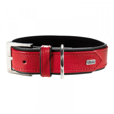 Hunter ошейник для собак Capri 55 (42-48 см) натуральная кожа красный/черный