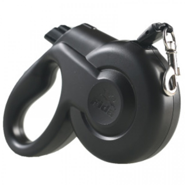 Fida Extendable Стильная рулетка 5м с выдвижной лентой для собак мелких пород черная