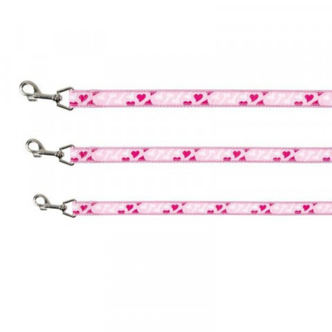 Поводок Trixie для собак 1 м/20 мм нейлоновый розовый с сердцами