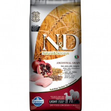 Farmina N&D Ancestral Grain Dog Light Adult Medium & Maxi сухой низкозерновой корм для собак средних и крупных пород с курицей - 12 кг
