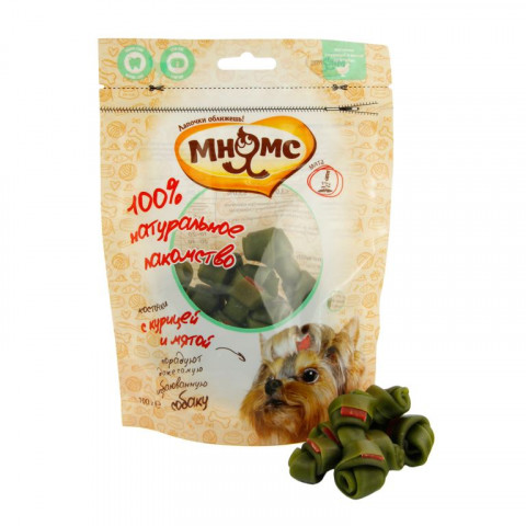 Мнямс лакомство Косточки с курицей и мятой для собак - 100 г