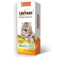 Unitabs Malt+Vit витаминная паста для вывода шерсти для кошек - 120 мл