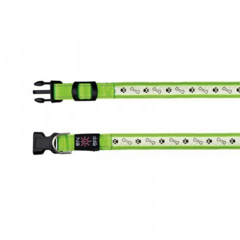 Поводок Trixie для собак светящийся с USB S–M 30–40 см/25 мм зеленый