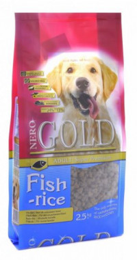 Корм для взрослых собак Nero gold fish&rice 24/13 рыбный коктейль, рис и овощи - 12 кг