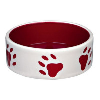 Миска Trixie для собак керамическая с рисунком лапы 0,3 л/ф12 см кремово-красная