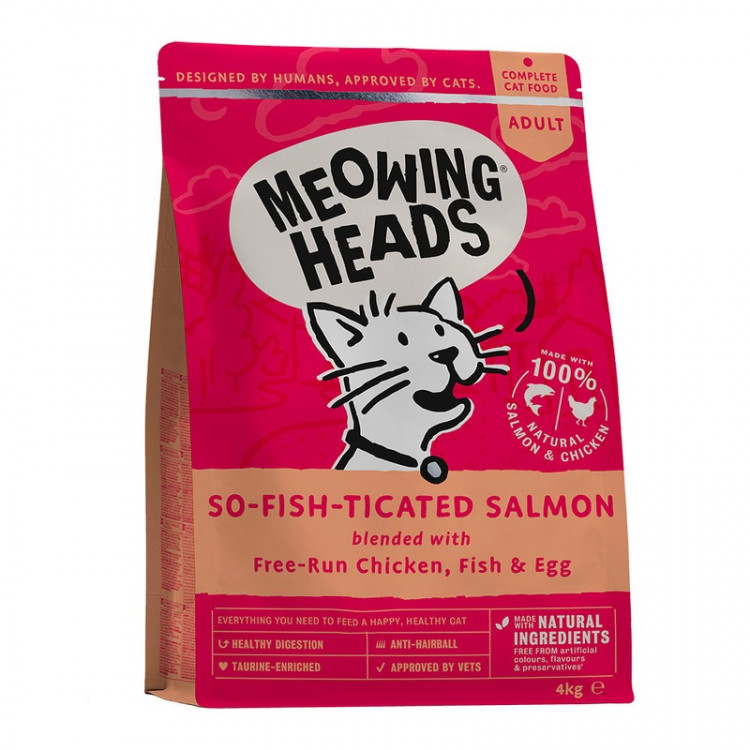 Сухой корм Meowing Heads So-fish-ticated Salmon для взрослых кошек с лососем, курицей и рисом - 4 кг