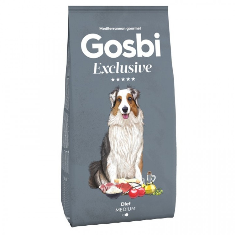 Сухой корм Gosbi Exclusive для взрослых собак средних пород, склонных к избыточному весу, с курицей - 12 кг