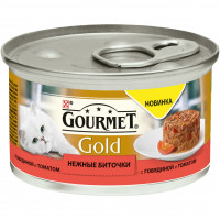 Консервы Gourmet Gold Нежные биточки для взрослых кошек с говядиной и томатом - 85 г