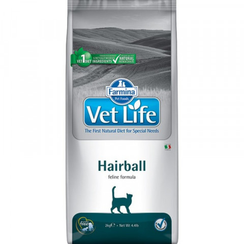 Farmina Vet Life Cat Hairball ветеринарный диетический сухой корм для выведения шерстяных комочков из кишечника взрослых кошек и котов - 10 кг