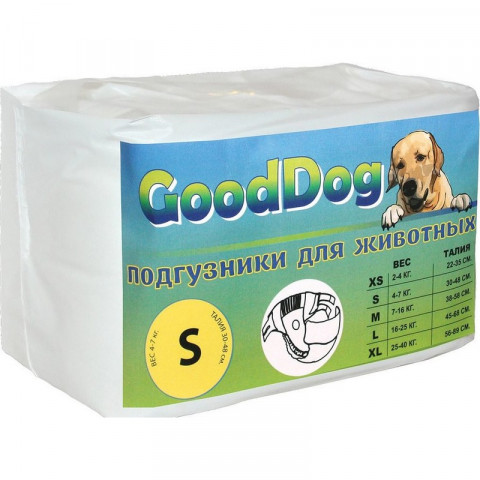 GoodDog подгузники для собак размер S 16 шт/уп 39*27,5 см