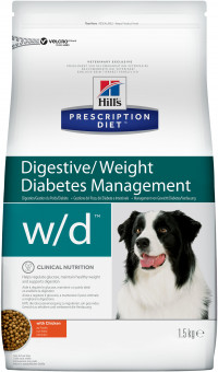 Hill's Prescription Diet W/D корм для собак при сахарном диабете, при избыточном весе, курица 1.5 кг