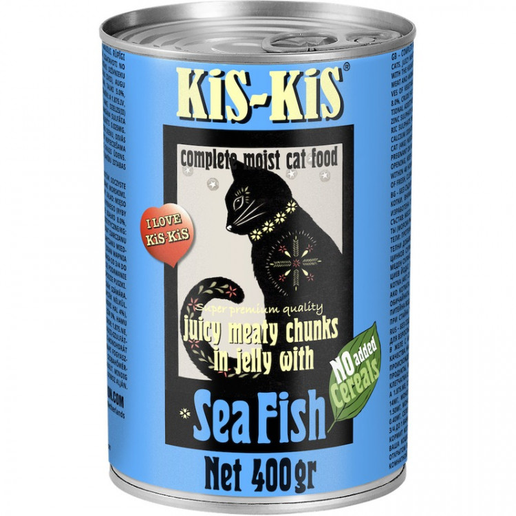 Влажный корм KiS-KiS Canned Food Beef для кошек с морской рыбой - 400 г