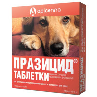 Apicenna Празицид таблетки для дегельминтизации при нематозах и цестозах у собак - 6 таблеток 1 ш