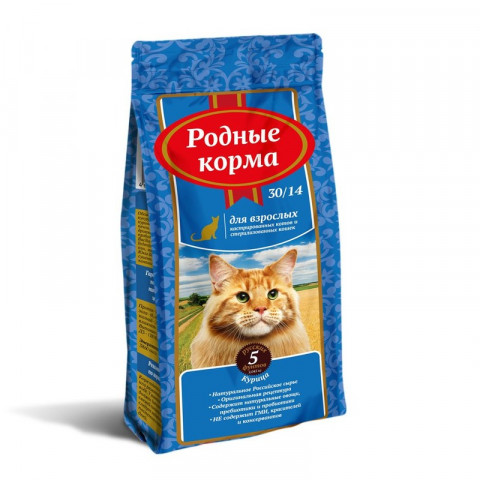 Родные корма сухой корм для взрослых стерилизованных кошек 2,045 кг