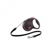 Flexi Black Design cord M поводок-рулетка для собак, черно-розовая 5 м, до 20 кг