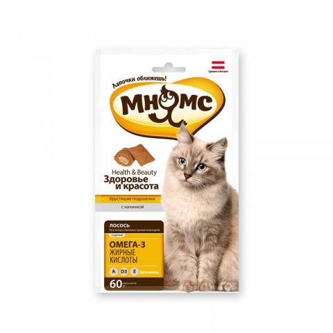 Мнямс хрустящие подушечки с лососем для кошек Здоровье и красота 60 г