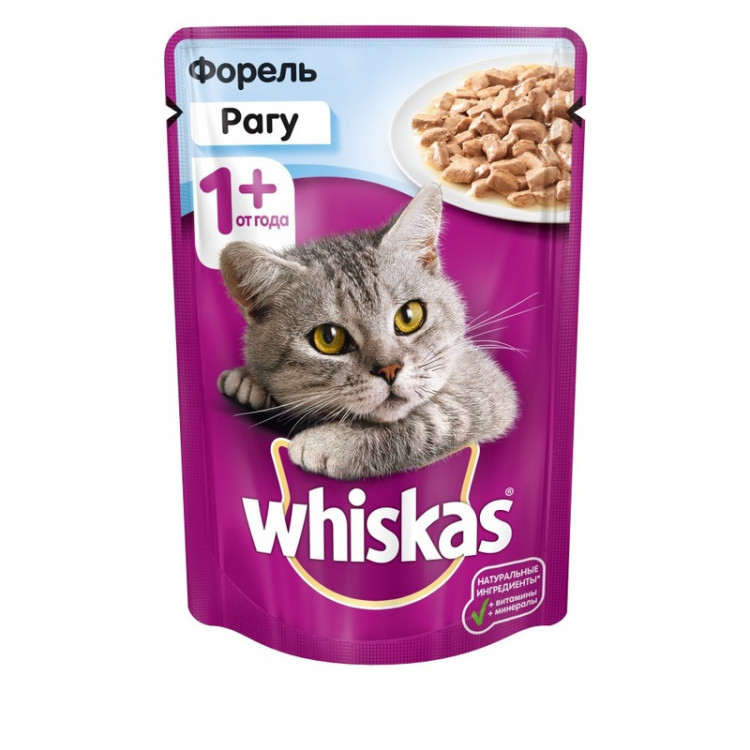 Whiskas паучи для взрослых кошек от 1 года в форме рагу с форелью - 85 г