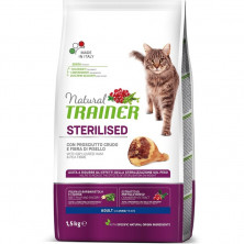 Trainer Natural Cat Sterilised Adult With Dry-Cured Ham And Pea Fibre сухой корм c сыровяленой ветчиной и клетчаткой гороха для стерилизованных кошек 1,5 кг