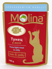 Влажный корм Molina для взрослых кошек с тунцом в желе в паучах - 100 г