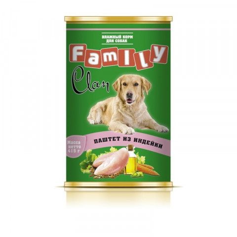 Clan Family влажный корм для собак паштет из индейки в консервах - 415 г